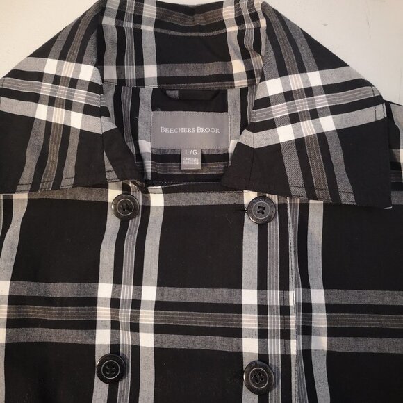 Beechers Brook Ladies Lightweight Black & White Plaid Coat - Picture 4 of 12